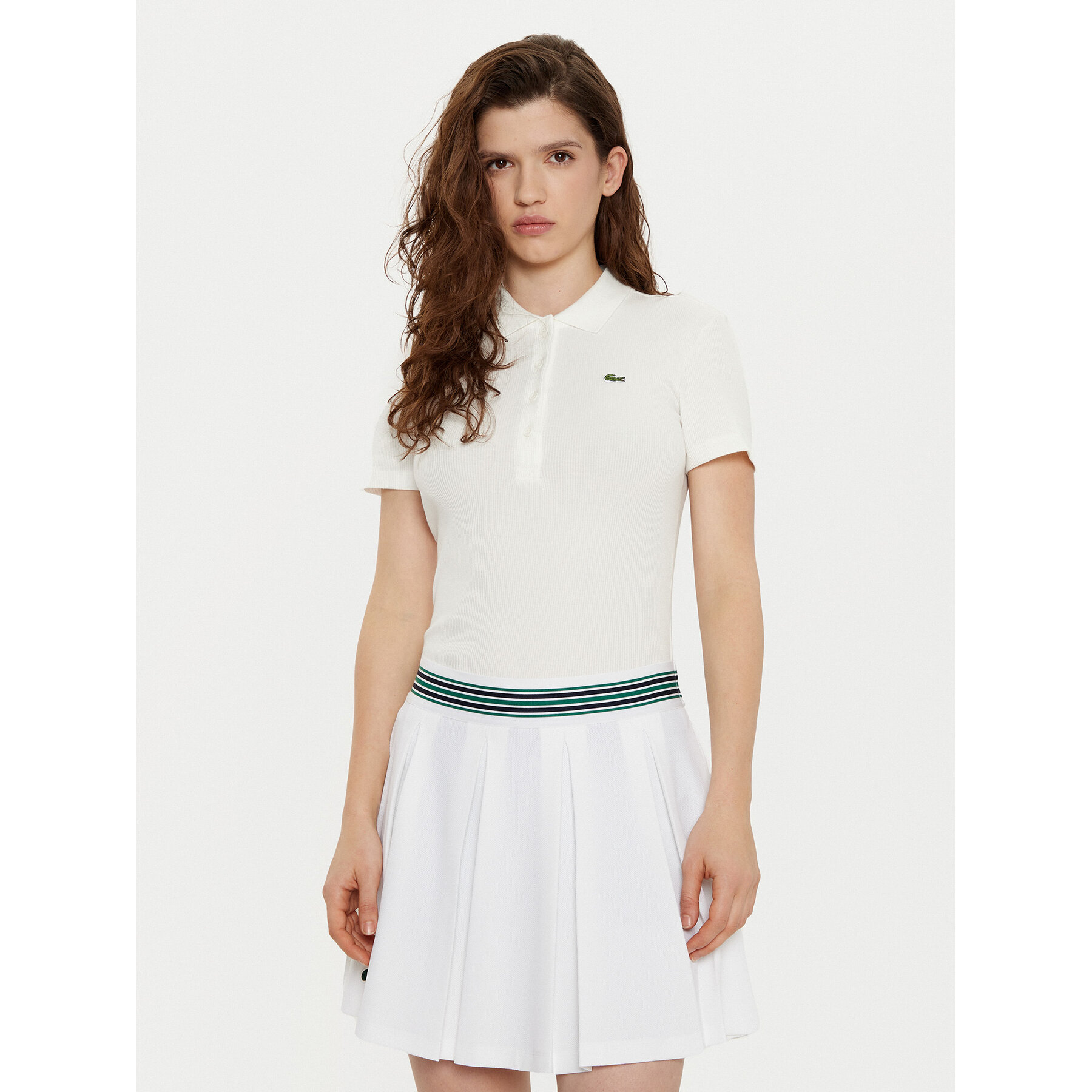 Lacoste Polo DF5377 Εκρού Slim Fit