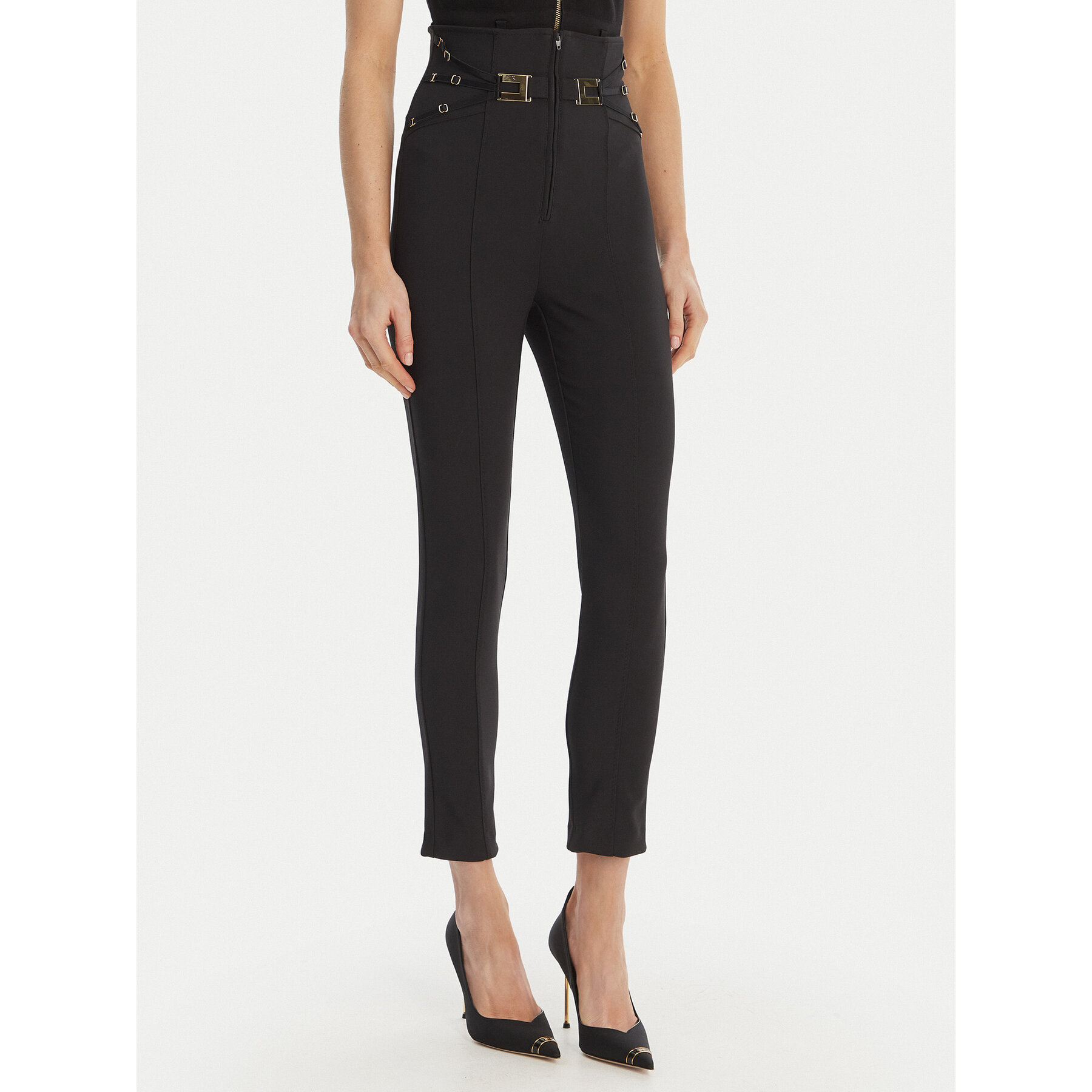 Elisabetta Franchi Stoffhose PA-158-61E2-V350 Schwarz Skinny Fit