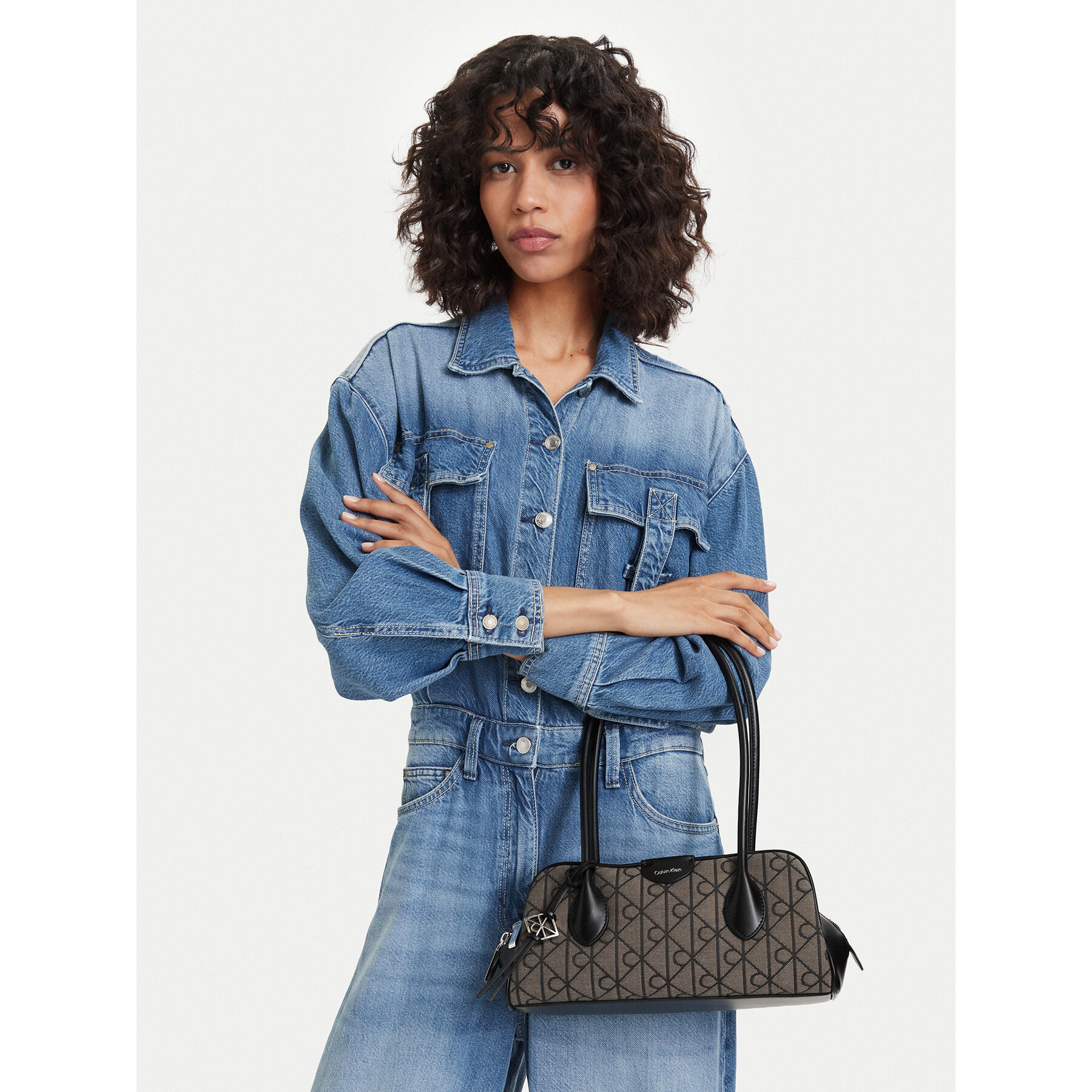 Torbica Calvin Klein Emblem Trio Jacquard LV04F3744G Siva