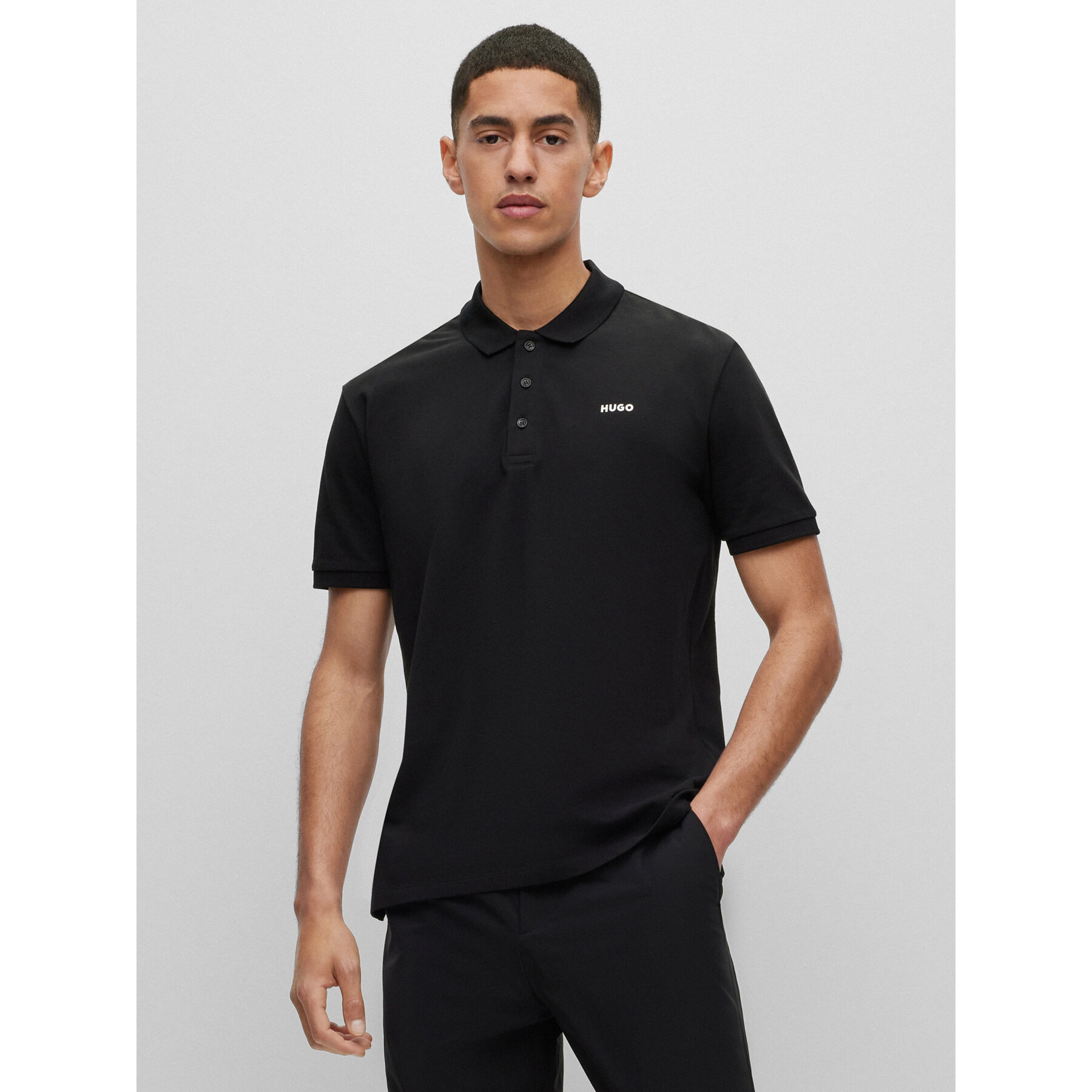 HUGO Hugo Polo Donos222 50466182 Μαύρο Regular Fit