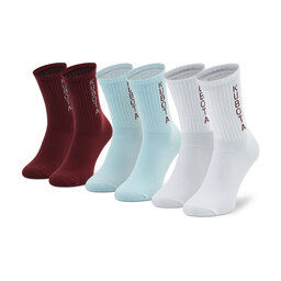 Kubota Set od 3 para unisex visokih čarapa Kubota Limited Edition Sport KSS3 Biało/Niebiesko/Czerwone