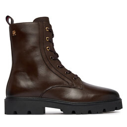 Tommy Hilfiger Schnürschuhe Tommy Hilfiger TH Stud Leather Lace-Up Boot FW0FW09571 Braun