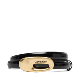 Calvin Klein Жіночий ремінь Calvin Klein Oval Buckle Shiny Strap 15Mm LV04F7064G Чорний