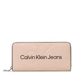 Calvin Klein Jeans Μεγάλο Πορτοφόλι Γυναικείο Calvin Klein Jeans Sculpted Mono Zip Around Mono K60K607634 Ballet