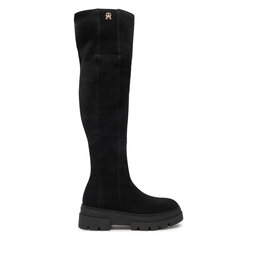 Tommy Hilfiger Μπότες πάνω από το γόνατο Tommy Hilfiger Suede Over-The-Knee Boot FW0FW08159 Μαύρο