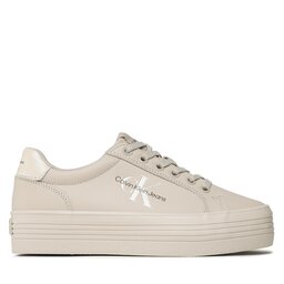 

Снікерcи Calvin Klein Jeans Vulc Flatform Laceup Lth Pearl YW0YW01042 Egghell/Pearlized Cream White ACF, Бежевий