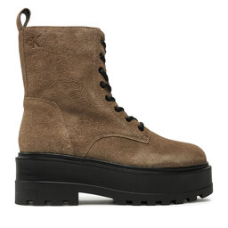 Calvin Klein Jeans Schnürstiefeletten Calvin Klein Jeans Flatform Zip Laceup Mg S YW0YW01554 Braun