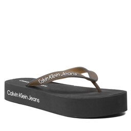 Calvin Klein Jeans Tåsandaler Calvin Klein Jeans Beach Sandal Flatform Logo YW0YW01092 Black/Bright White BEH