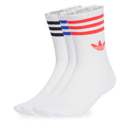 adidas Zestaw 3 par wysokich skarpet unisex adidas 3-Stripes JV7404 Kolorowy