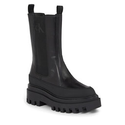Calvin Klein Jeans Kotníková obuv s elastickým prvkem Calvin Klein Jeans Flatform Chelsea Boot Lth Wn YW0YW01111 Triple Black 0GT