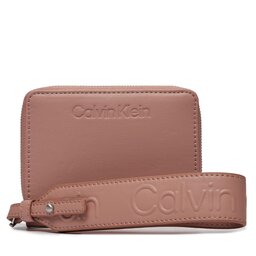 Calvin Klein Velká dámská peněženka Calvin Klein Gracie Wallet W/Strap Md K60K611387 Ash Rose VB8