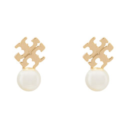 Tory Burch Ohrringe Tory Burch LOGO AND PEARL STUD EARRINGS 184421 Goldfarben