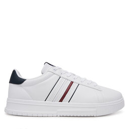 Tommy Hilfiger Snīkeri Tommy Hilfiger Modern Cupsole Stripes Lth FM0FM05406 Balts