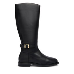 Tommy Hilfiger Stiefel Tommy Hilfiger Th Buckle Leather Knee Boot FW0FW09572 Schwarz