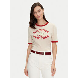Tommy Hilfiger Tommy Hilfiger Camiseta Varsity Ringer WW0WW42585 Beis Regular Fit