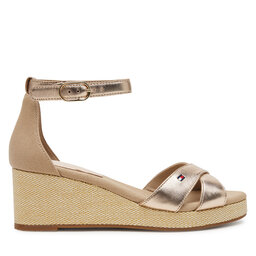 Tommy Hilfiger Σανδάλια Tommy Hilfiger Flag Metallic Mid Wedge Espad FW0FW08810 Μπεζ