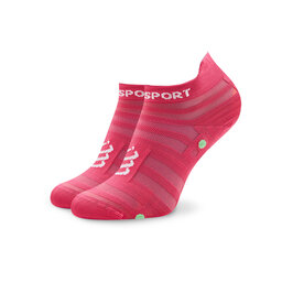 Compressport Trumpos Unisex Kojinės Compressport Pro Racing Socks v4.0 Ultralight Run Low XU00051B Hot Pink/Summer Green 379