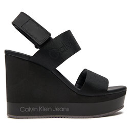 Calvin Klein Jeans Σανδάλια Calvin Klein Jeans Wedge Sandal Webbing In Mr YW0YW01360 Μαύρο