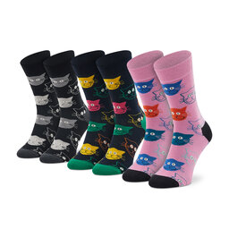 Happy Socks Súprava 3 párov vysokých ponožiek unisex Happy Socks XMJA08-0150 Čierna