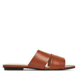 Calvin Klein Παντόφλες Calvin Klein Flat Slide - Lth 2 Straps HW0HW02365 Καφέ