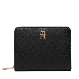 Tommy Hilfiger Geldbörse Tommy Hilfiger Th Icon Med Za W/Flap Mono AW0AW18474 Schwarz