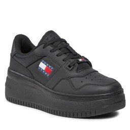 Tommy Jeans Sneakersy Tommy Jeans Tjw Retro Basket Flatform Ess EN0EN02506 Triple Black BDS