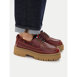 Tommy Jeans Halbschuhe Tommy Jeans Archive '01 Boat Shoe Leather EN0EN03003 Dunkelrot