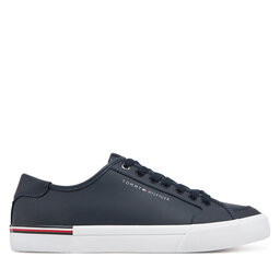 Tommy Hilfiger Laisvalaikio batai Tommy Hilfiger Core Corporate Vulc Leather FM0FM05399 Tamsiai mėlyna