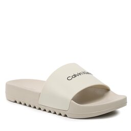 Calvin Klein Pantoletten Calvin Klein Chuncky Pool Slide Rub HM0HM01063 Feather Grey ABY
