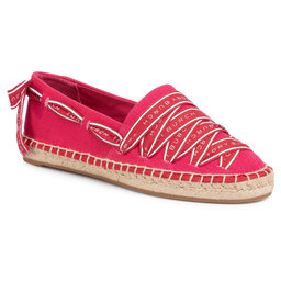 Tory Burch Alpargatas Tory Burch Logo Grosgrain Espadrille 61318 Bright Azalea/Brilliant Red 660