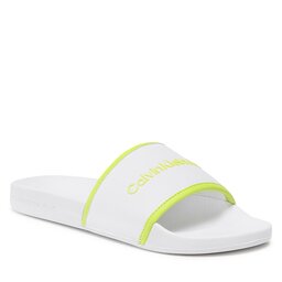 Calvin Klein Jeans Chanclas Calvin Klein Jeans Institutional Slide YW0YW00594 White/Safety Yellow 0K8