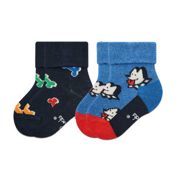 Happy Socks Σετ ψηλές κάλτσες παιδικές 2 τεμαχίων Happy Socks KDDB45-6500 Σκούρο μπλε