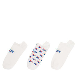 Reebok Set di 3 paia di pedulini unisex Reebok CL FO Invisible Sock GG6680 Bianco