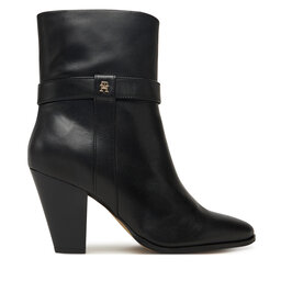 Tommy Hilfiger Stiefeletten Tommy Hilfiger Th T-Strap Leather Pointy Bootie FW0FW08984 Schwarz