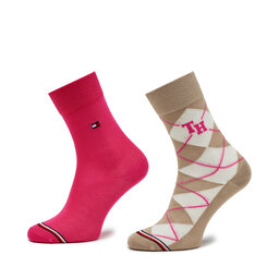 Tommy Hilfiger Set di 2 paia di calzini lunghi da bambini Tommy Hilfiger 701224987 Sand/Pink Combo 002