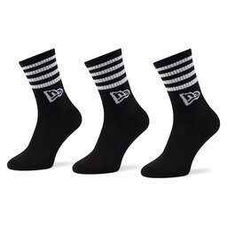 New Era 3 pár uniszex hosszú szárú zokni New Era Stripe Crew 13113627 Black