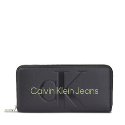 Calvin Klein Jeans Veľká dámska peňaženka Calvin Klein Jeans Sculpted Mono Zip Around Mono K60K607634 Čierna