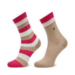 Tommy Hilfiger 2er-Set hohe Kindersocken Tommy Hilfiger 354009001 Sand/Pink Combo 053