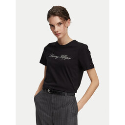 Tommy Hilfiger Tommy Hilfiger T-Shirt Script WW0WW43459 Schwarz Regular Fit