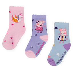 Peppa Pig Súprava 3 párov vysokých detských ponožiek Peppa Pig ACCS-SS24-234PP Ružová