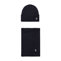 Tommy Hilfiger Set aus Schal und Mütze Tommy Hilfiger Gp Th Effortless Scarf & Beanie AW0AW10855 Blu DW5