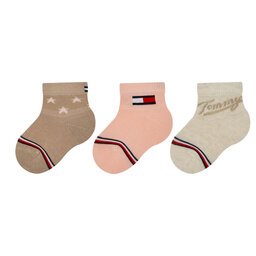 Tommy Hilfiger Zestaw 3 par wysokich skarpet dziecięcych Tommy Hilfiger 701224997 Beżowy