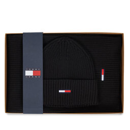 Tommy Hilfiger Set căciulă și fular tip guler Tommy Hilfiger Tjw Flag Beanie And Scarf AM0AM11677 Black BDS
