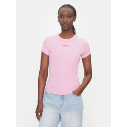 Tommy Jeans Tommy Jeans Póló Script Label DW0DW21402 Rózsaszín Slim Fit