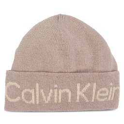 Calvin Klein Čepice Calvin Klein Logo Reverso Tonal Beanie K60K611151 Béžová