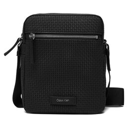 Calvin Klein Плоска сумка Calvin Klein Embossed Woven Reporter LV04D3208G Чорний