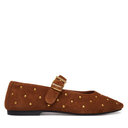 Tommy Hilfiger Ballerinas Tommy Hilfiger Th Buckle Suede Stud Ballerina FW0FW09666 Braun