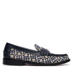 Tommy Hilfiger Slipper Tommy Hilfiger Th Monogram Penny Bar Loafer FW0FW09537 Dunkelblau