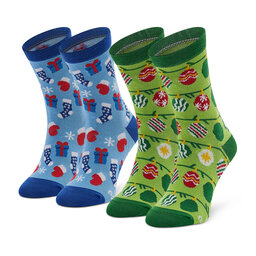 Rainbow Socks Ankelstrumpor barn 2-pack Rainbow Socks Xmas Socks Balls Kids Gift Pak 2 Färgglad