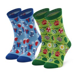 Rainbow Socks Set de 2 perechi de șosete lungi pentru copii Rainbow Socks Xmas Socks Balls Kids Gift Pak 2 Colorat